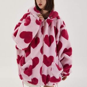 Aelfric Eden Heart Pattern Oversize Sherpa Hoodie